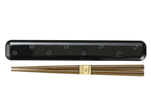 宮本産業 弁当用箸 黒 箸18cm 和MON 箸箱セット 菊文様