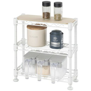 ドウシシャ 3段 調味料ラック スパイスラック 卓上ミニラック 白 ホワイト 幅30x奥行12x高さ30cm CM3030-3WH 棚板位置変更可 棚耐荷重30kg 防錆加工 サビに強い 水回りOK キッチンラック デスク