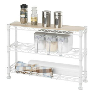 ドウシシャ 3段 調味料ラック スパイスラック 卓上ミニラック 白 ホワイト 幅45x奥行12x高さ30cm CM4530-3WH 棚板位置変更可 棚耐荷重30kg 防錆加工 サビに強い 水回りOK キッチンラック デスク