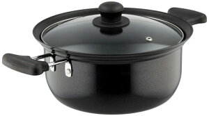 パール金属 バブシャッター ふっ素加工IH対応ガラス蓋付両手鍋 22cm HB-2874