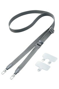 (エレコム) スマホ ショルダーストラップ 肩掛け 首掛け ストラップホルダー2種類付き フラット 肩が痛くなりにくい ブラック P-STSDH2FBK