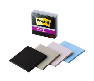ポストイット 付箋 強粘着 ノート マルチカラー9 75×75mm 45枚3色 黒35枚 各1パッド クリアケース 654SS-MC-9