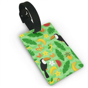 (IvebN) Seamless Pattern with Tropical Nature On Green Luggage Tags is PVC Material, Durable Very Suitable for Men and Women in Luggage