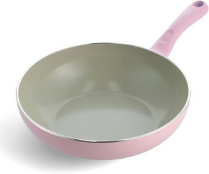 グリーンパン(Greenpan) グリーンシェフ 深型 ウォックパン 28cm IH 対応 セラミック加工 内外面こびり付きにくくてお手入れ簡単 有害物質不使用 アースカラー クォーツピンク