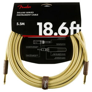 Fender V[hP[u Deluxe Series Instrument Cable, Straight/Straight, 18.6', Tweed 08