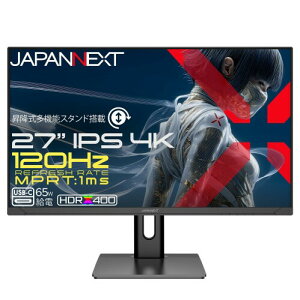 JAPANNEXT 27�C���` IPS�p�l������ 120Hz/1ms(MPRT)�Ή� 4K(3840×2160)�𑜓x �Q�[�~���O���j�^�[ JN-IPS27G120U2-HSPC6 HDMI2.1 DP USB-C(�ő�65W���d) sRGB:100% HDR400���� PS5 4K:120Hz�ڑ� VRR �������� �s�{�b�g(�c��