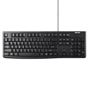 �o�b�t�@���[ BUFFALO USB�ڑ� �L���X�^���_�[�h�L�[�{�[�hUS English�z�� �u���b�N BSKBU108ENBK