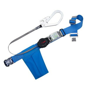 (藤井電工) 新規格 胴ベルト型 ワンハンドリトラ 巻取式 ロック機構付き ブルー 青 Mサイズ ベルト長さ 1200mm TB-ORL-OT593-BL4-M 軽量アルミフック 着脱が容易なワンタッチバックル 日本製 墜