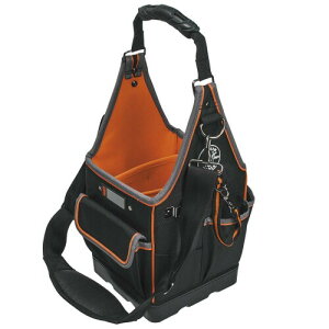 17" Electricians Tool Tote, 20 Pockets, Black, Orange