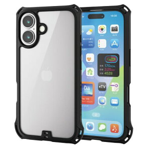 �G���R�� iPhone 16 �P�[�X �N���A �ϏՌ� �Ռ��z�� ZEROSHOCK (�t�B�����t��) 4�p�_���p�[ �X�g���b�v�z�[���t�� ���C�����X�[�d�Ή� �u���b�N PM-A24AZEROFCBK