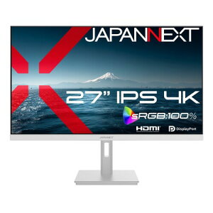 JAPANNEXT 27�C���` IPS�p�l������ 4K(3840×2160)�𑜓x �z���C�g�J���[�t�����j�^�[ JN-IPS2709U-W HDMI DP sRGB:100% HDR PIP/PBP�Ή� �P�[�u��(�z���C�g)����