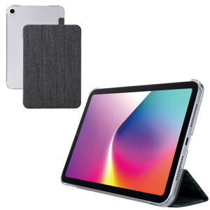 �G���R�� iPad mini (A17 Pro 2024�N) mini (��6����) �P�[�X �J�o�[ 2�̊p�x���߉\ �t���b�v�t�� �N���A�P�[�X �X���[�v���[�h �t�@�u���b�N���n �u���b�N TB-A25SWVCBK
