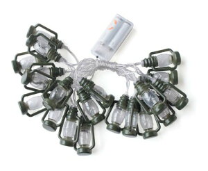 キーストーン ストリングライト LED ストリング ランタン 20P 3.5m カーキ 乾電池式