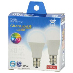 �I�[���d�@ LED�d�����` E17 40�`����/40W���� �����F Ra93�����F �����Ή� �f�M�ގ{�H���Ή� �~�j�N���v�g���` 5�N�ۏ� 2�� LDA4D-G-E17 RA 2P 06-5562 OHM