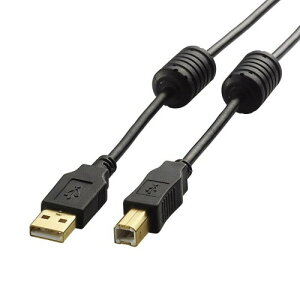 �G���R�� USB�P�[�u�� USB2.0 (USB A �I�X to USB B �I�X) �t�F���C�g�R�A�t 5m �u���b�N U2C-BF50BK