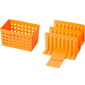 ライクイット(like-it) キッチン収納 スライド 連結できる 冷凍庫収納 スタンド 仕切り&BOX 約幅16.5x奥13x高10.5cm / ボックス約幅18x奥11.5x高10.5cm オレンジ 日本製 STK-01 冷凍食品収納 ?立てる