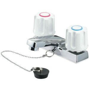 SANEI(サンエイ) ツーバルブ洗面混合栓 台付 2穴 一般地・寒冷地 共用形 ゴム栓付き 取付ピッチ102mm 日本製 K51-W