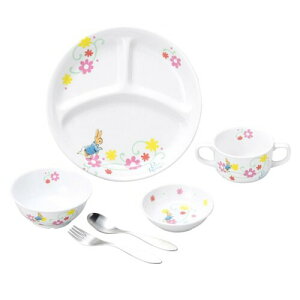 OGISO(おぎそ) ピーターラビット フルール 強化磁器食器4点&スプーンフォークセット (食洗機対応)