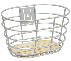 パルミー(PALMY) ウッドパネル丸型アルミバスケットシルバー 幅380mm×奥行260mm×高さ225mm(底面:幅300mm×奥行180mm)