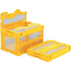 サンコー 窓付き折りたたみコンテナ マドコン フタ一体型50L イエロー SKOC50BYE