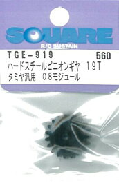 スクエア ハードスチールピニオンギヤ 0.8M 19T タミヤ DT-01、02、03用 TGX-919