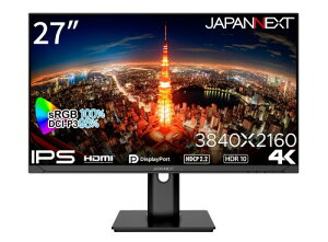 JAPANNEXT 27C` j^[ 4K UHD 3840x2160𑜓x IPS fBXvC (HDMI/DisplayPort/Xs[J[//](s{bg)@\/VESAΉ/u[CgJbg) JN-IPS2710UHDR-HSP