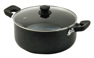 パール金属 深型大型鍋 ガラス蓋付 28cm IH対応 マーブルダイヤモンドコート ママディナーα HC-393