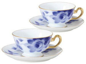 大倉陶園 ブルーローズ(8011) カップ&ソーサーペアセット コーヒー ティー 約195cc 日本製 6CR/8011