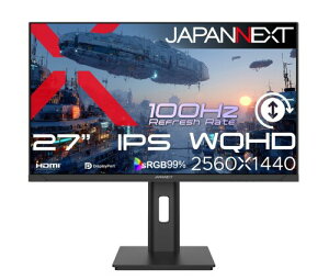 JAPANNEXT 27�C���` IPS�p�l������ WQHD(2560x1440)�𑜓x �t�����j�^�[ JN-IPS27Q3-HSP HDMI DP sRGB:99% �������� �s�{�b�g(�c��])�Ή�
