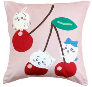 MORIPiLO ちいかわ クッションカバー (ハチワレ うさぎ さくらんぼ ピンク) 45x45cm グッズ 可愛い 柔らかめ 背もたれクッション カバー おしゃれ なんか小さくてかわいいやつ キャラクター
