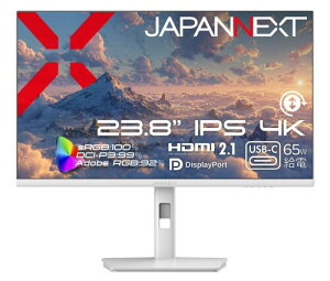 JAPANNEXT 23.8�C���` IPS�p�l������ 4K(3840x2160)�𑜓x �z���C�g�J���[�t�����j�^�[ JN-IPS238U-HSPC6-W HDMI DP USB-C(�ő�65W���d) sRGB:100% DCI-P3:99% Adobe RGB:92% HDR PIP/PBP KVM �������� �s�{�b�g(�c��])�Ή�