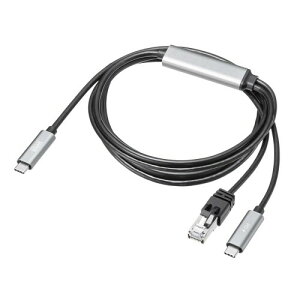 �T�����T�v���C �}���[�d�Ή� USB Type-C LAN�ϊ��P�[�u���iGigabit�Ή��EPD100W�E2m�j KB-SL6CLANPD2BK