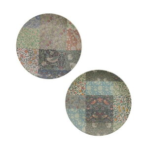 ジュビリー(Jubilee) ウィリアムモリス柄 お皿2枚セット 軽い割れない、汚れが落ちやすい エコバンブープレート 20cm 軽量 平皿2枚組 食洗機OK A.Patchwork Mix (001)