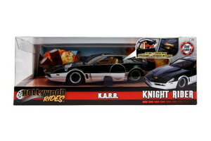 Jada Toys ハリウッドライド ナイトライダー K.A.R.1982 ポンティアック ファイヤーバード 1:24 ライトアップ機能付きダイキャスト車両、光沢ブラック/シルバー