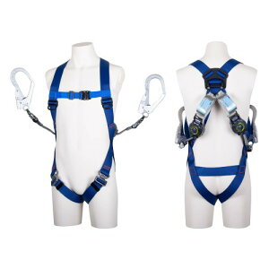(藤井電工) 新規格 フルハーネス型 ライトハーネス SRリトラ 巻取器 ロック機構付き ブルー 青 Lサイズ TH-510-2TR93SV-OT-BL4-L-2R23 V型腿ベルト ツインランヤード 2丁掛けランヤード 着脱が容易