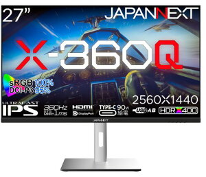 JAPANNEXT 27C` Q[~Oj^[ 360Hz 1ms WQHD 2560x1440𑜓x IPS pl fBXvC (KVM/HDMI/DisplayPort/Type-C//](s{bg)@\/u[CgJbg / p178°) JN-27IPS360WQHDR-H