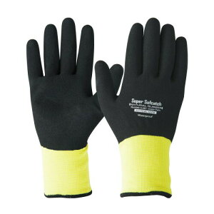 おたふく手袋 冬用防寒手袋 ソフキャッチエクストリームウォーム (保温 防水 防風 天然ゴムオールコート 裏起毛) A-367 ブラックxイエロー LL