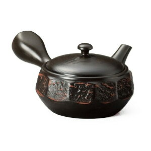 常滑焼 竹春窯変12角型のたうち赤 急須 黒 250ml Y663