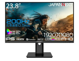 JAPANNEXT 23.8C` Q[~Oj^[ 200Hz 0.5ms tHD 1920x1080𑜓x IPS pl fBXvC (HDMI/DisplayPort/VESAΉ//](s{bg)@\/u[CgJbg / p178°) JN-IPS238G