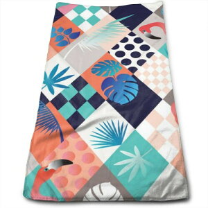(IvebN) Cinlanck Seamless Tropical Pattern with Flamingo Customized Facial Wash and Hair Care Absorbent Towel,Pool Gym Bathroom Super Soft Towels