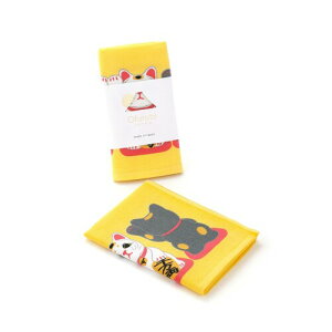 タオル美術館(Towel Museum) 手ぬぐいタオル 日本製 綿100% 約34×90cm Ofurobi 招き猫 イエロー 23-5132090