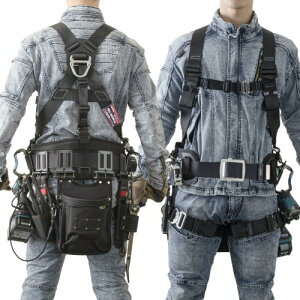 (藤井電工) 新規格 フルハーネス型 カイトハーネス KITEハーネス フルハーネス本体のみ Lサイズ 130KGまで対応 ブラック 黒 TH-521-OT-BLK-L 腰道具を多く装着してもズレにくい ワンタッチで胴