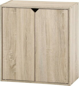 不二貿易 連結できる収納ボックス 扉付 幅60×奥行29×高さ64.6cm オーク 52263