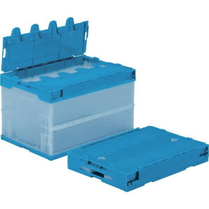 トラスコ中山(TRUSCO) α折りたたみコンテナ 収納ケース 収納ボックス 透明ブルー 50L スライドロックフタ付 TR-SC50TMB