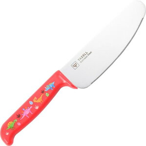 ヤクセル 安全な 子供向け 包丁 ギザ刃 日本製 食洗器対応 抗菌 22cm おままごと お菓子作り プレゼント ギフト 恐竜 レッド 33077