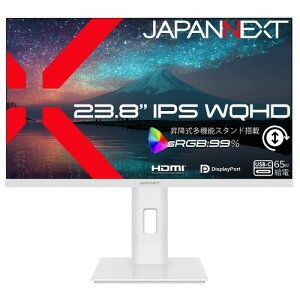 JAPANNEXT 23.8�C���` IPS�p�l������ WQHD(2560×1440)�𑜓x �t�����j�^�[(�z���C�g) JN-IPS238Q-HSPC6-W HDMI DP USB-C(�ő�65W���d) sRGB:99% HDR �������� �s�{�b�g(�c��])�Ή� �P�[�u��(�z���C�g)����