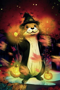 Witch Otter | Double Sided Halloween-Themed Notebook with Dancing Pumpkin Flip Book Animation | Spooky and Classic Jokes + Halloween Facts | 140 pages | Halloween Coloured Lines