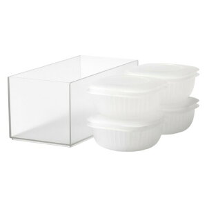 ライクイット (like-it) 蒸気であたためる冷凍ごはん容器 4個組(収納ボックス付き)LBK-S-02 セット クリア 一膳分(160〜200g) ミニザル付き (電子レンジ/食器洗い乾燥機対応) 日本製