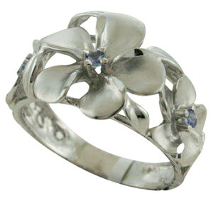 ハワイアンジュエリー リング ゴールドリング 3プルメリアリング レディース 指輪 タンザナイト ハワイ製 14k ゴールド プルメリア 2号-25号