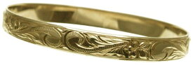 ハワイアンジュエリー バングル ブレスレット 本格 オーダーメイド ゴールドバングル バレル 基本の厚み1.5mm 8mm 選べるデザインやゴールドカラー メンズ レディース フラ 手彫り 刻印 ハワイ製 カフ 14K ゴールド 6インチ ～ 9インチ オーダー